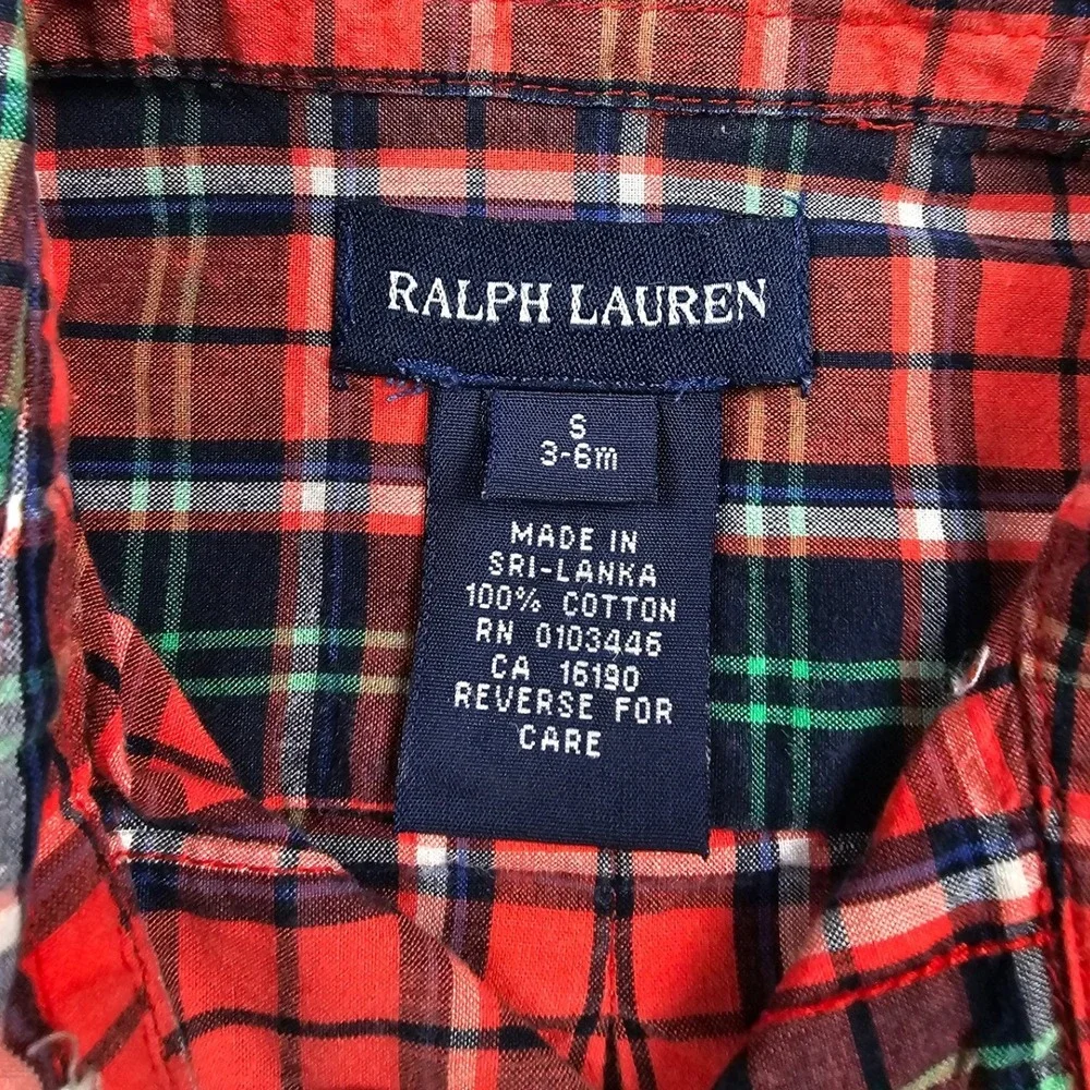 VIntage Y2K Ralph Lauren Button Down Plaid Preppy‎ Pony Logo Shirt Boys 3-6M